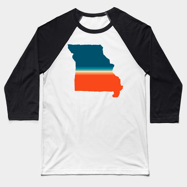 Missouri State Retro Map Baseball T-Shirt by n23tees